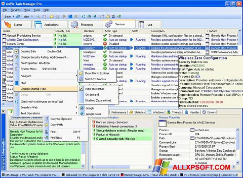 Снимак заслона AnVir Task Manager Windows XP