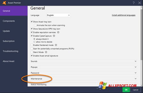 Снимак заслона Avast Windows XP