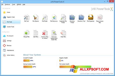 Снимак заслона jv16 PowerTools Windows XP