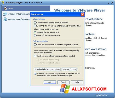 Снимак заслона VMware Player Windows XP