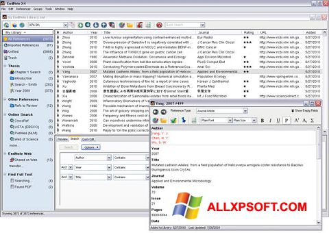 Снимак заслона EndNote Windows XP