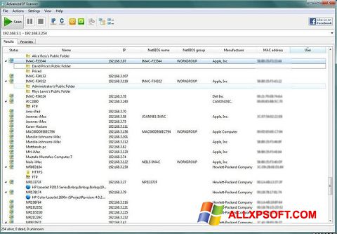 Снимак заслона Advanced IP Scanner Windows XP