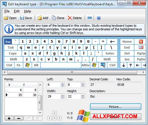 Снимак заслона Virtual Keyboard Windows XP