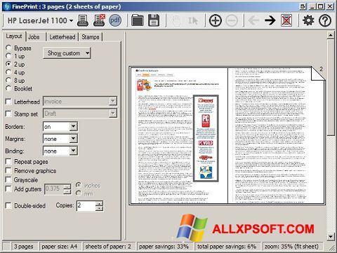 Снимак заслона FinePrint Windows XP