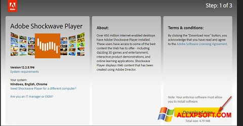Снимак заслона Adobe Shockwave Player Windows XP