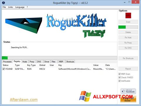 Снимак заслона RogueKiller Windows XP