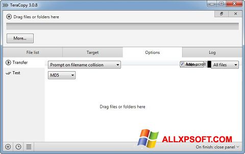 Снимак заслона TeraCopy Windows XP