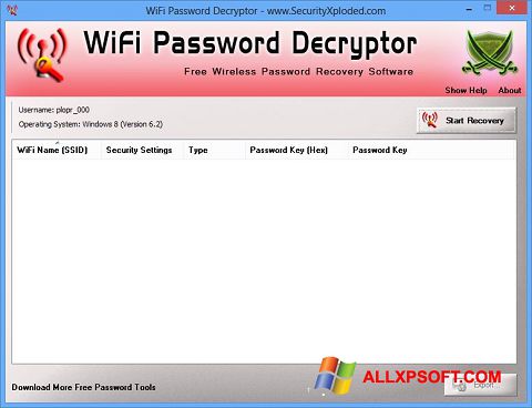Снимак заслона WiFi Password Decryptor Windows XP
