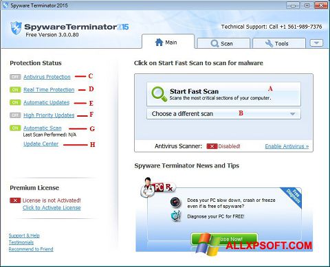 Снимак заслона Spyware Terminator Windows XP