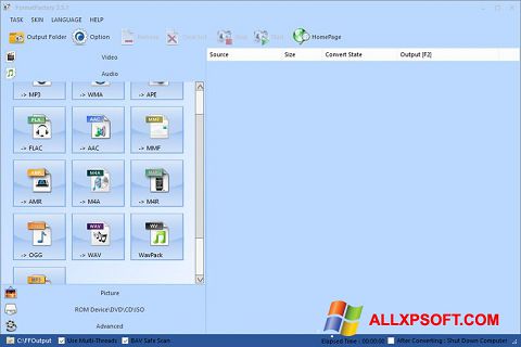 Снимак заслона Format Factory Windows XP