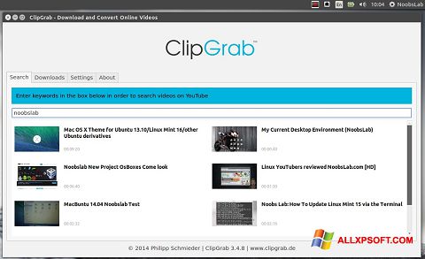 Снимак заслона ClipGrab Windows XP