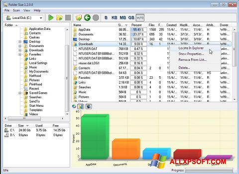 Снимак заслона Folder Size Windows XP