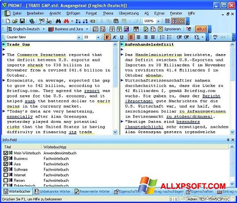 Снимак заслона PROMT Windows XP