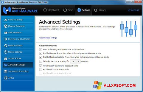Снимак заслона Malwarebytes Anti-Malware Windows XP