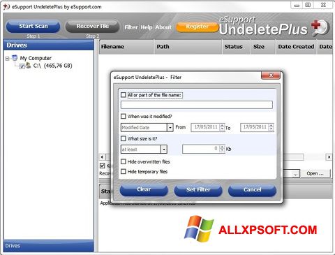 Снимак заслона Undelete Plus Windows XP