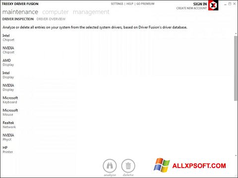 Снимак заслона Driver Fusion Windows XP