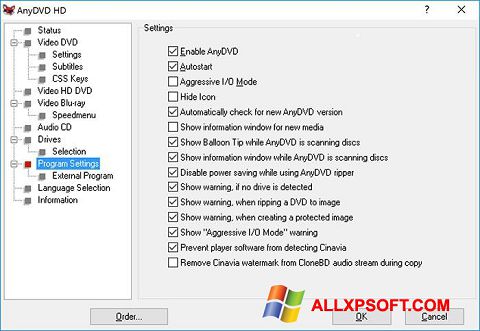 Снимак заслона AnyDVD Windows XP