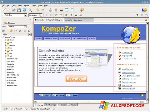 Снимак заслона KompoZer Windows XP