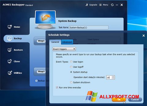 Снимак заслона AOMEI Backupper Windows XP