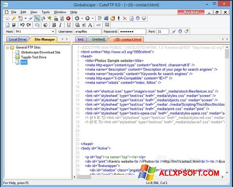Снимак заслона CuteFTP Windows XP