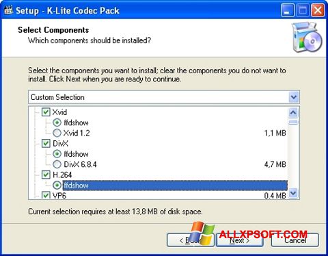 Снимак заслона K-Lite Codec Pack Windows XP