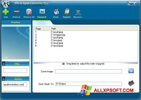 Снимак заслона Epub Reader Windows XP