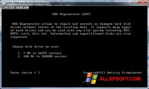 Снимак заслона HDD Regenerator Windows XP