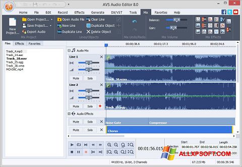 Снимак заслона AVS Audio Editor Windows XP