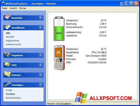 Снимак заслона MyPhoneExplorer Windows XP