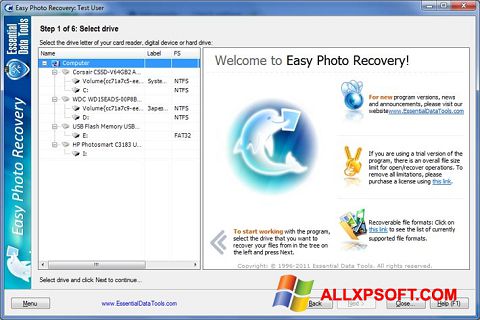 Снимак заслона Easy Photo Recovery Windows XP