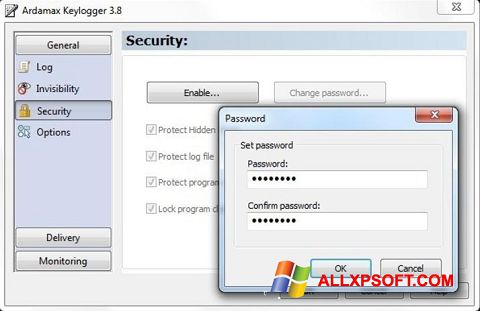 Снимак заслона Ardamax Keylogger Windows XP