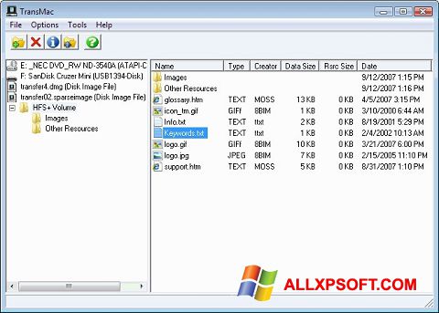 Снимак заслона TransMac Windows XP