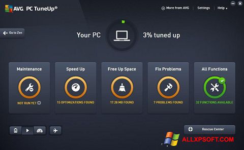 Снимак заслона AVG PC Tuneup Windows XP