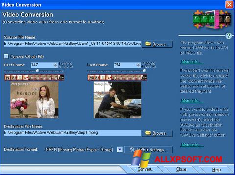 Снимак заслона Active WebCam Windows XP