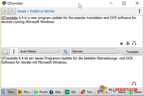 Снимак заслона QTranslate Windows XP