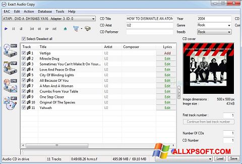 Снимак заслона Exact Audio Copy Windows XP