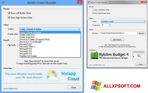 Снимак заслона Rylstim Screen Recorder Windows XP