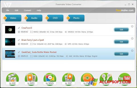 Снимак заслона Freemake Video Converter Windows XP