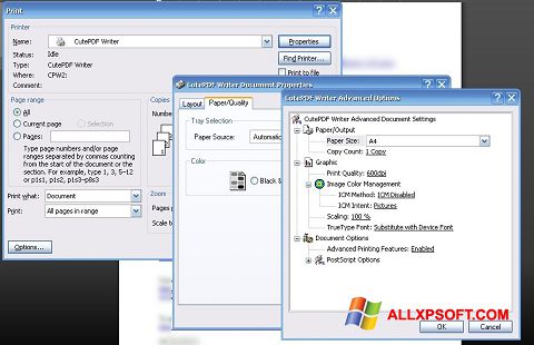 Снимак заслона CutePDF Writer Windows XP
