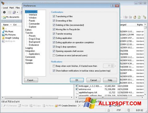 Снимак заслона WinSCP Windows XP