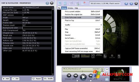 Снимак заслона FLV Player Windows XP
