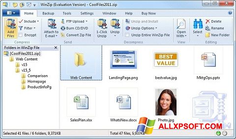 Снимак заслона WinZip Windows XP