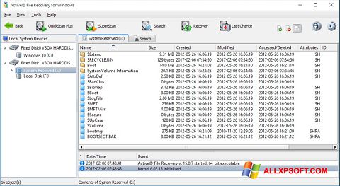 Снимак заслона Active File Recovery Windows XP
