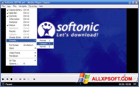 Снимак заслона Media Player Classic Windows XP