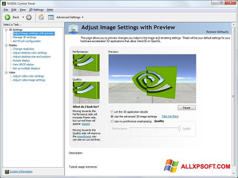 Снимак заслона NVIDIA ForceWare Windows XP