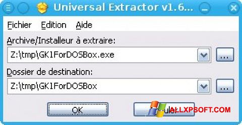 Снимак заслона Universal Extractor Windows XP
