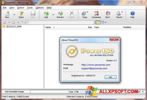 Снимак заслона PowerISO Windows XP