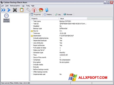 Снимак заслона Cobian Backup Windows XP