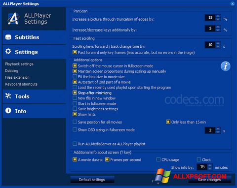 Снимак заслона ALLPlayer Windows XP