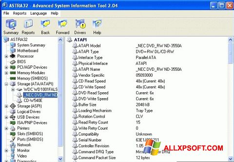 Снимак заслона ASTRA32 Windows XP